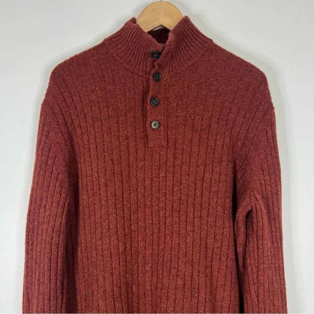 Banana Republic Rich Orange Wool Blend Mock-Neck Pullover Sweatshirt Large